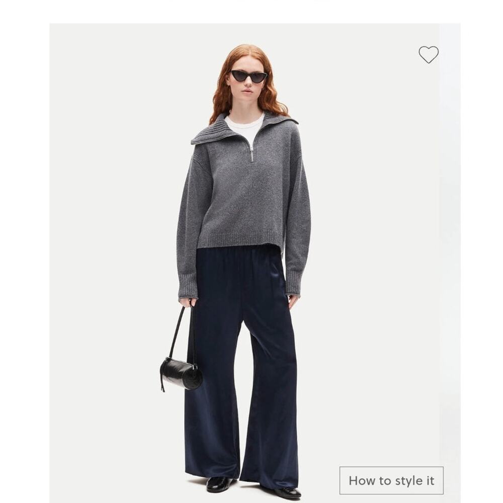 NWT J. Crew Petite Cosmo Pant In Luster Charmeuse Navy PXXS